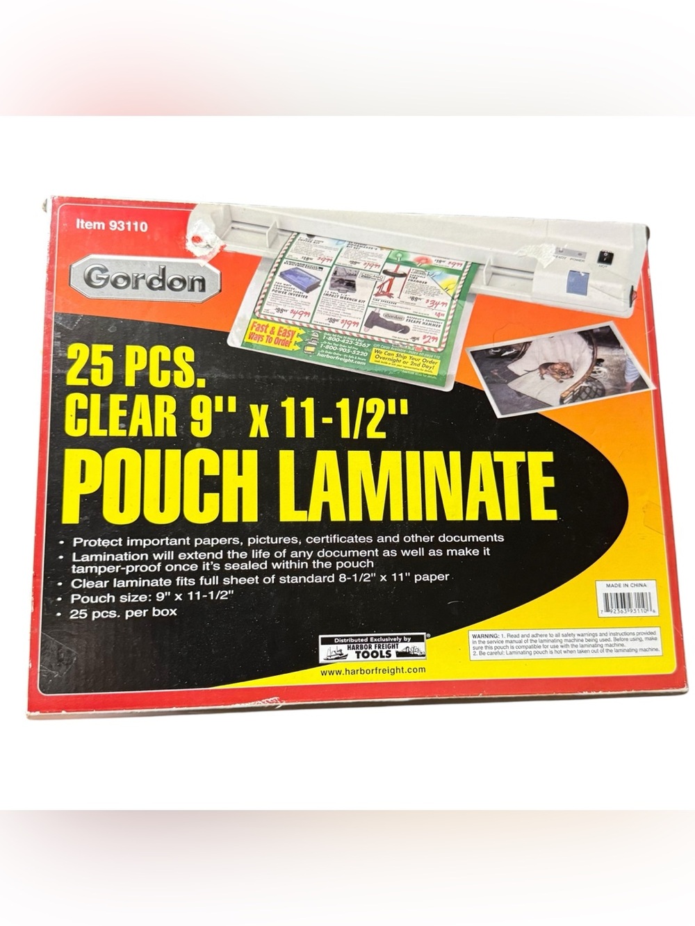 Gordon Pouch Laminate, 9 X 11 X 1/2”, 25 PCs Per Box